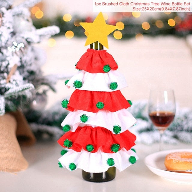 Christmas Wine Bottle Cover Decor