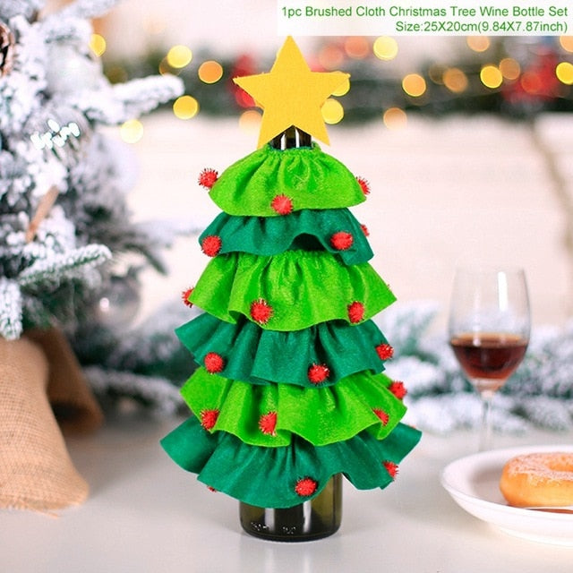 Christmas Wine Bottle Cover Decor