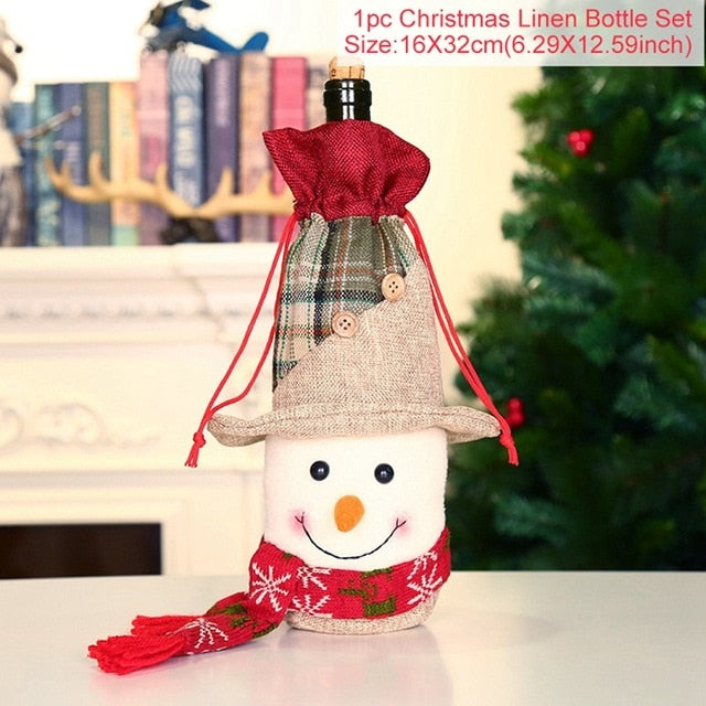 Christmas Wine Bottle Cover Decor