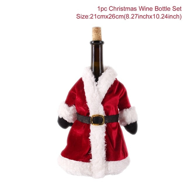 Christmas Wine Bottle Cover Decor