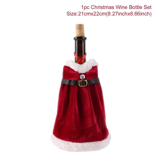 Christmas Wine Bottle Cover Decor