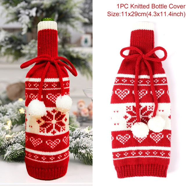 Christmas Wine Bottle Cover Decor