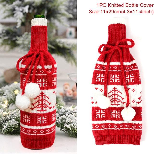 Christmas Wine Bottle Cover Decor