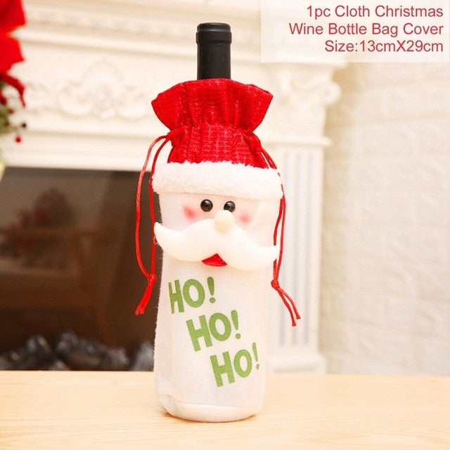 Christmas Wine Bottle Cover Decor