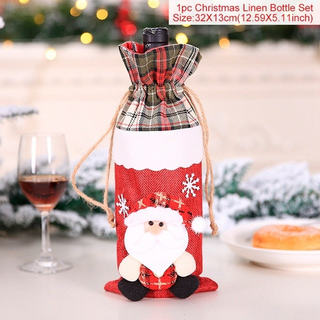 Christmas Wine Bottle Cover Decor