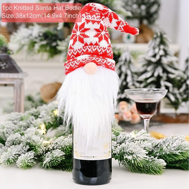 Christmas Wine Bottle Cover Decor