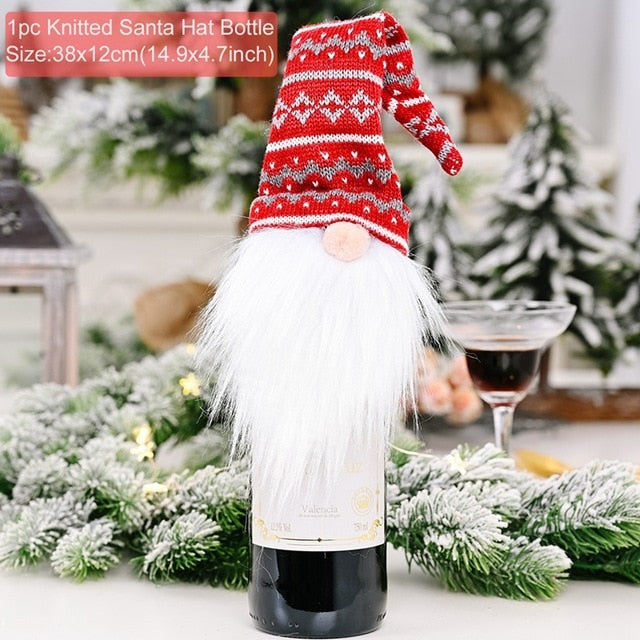 Christmas Wine Bottle Cover Decor