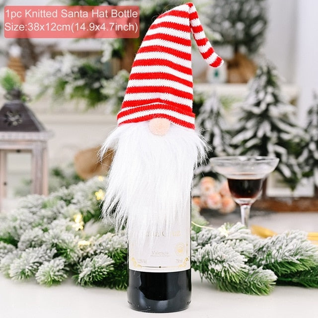 Christmas Wine Bottle Cover Decor