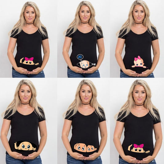 Summer Cartoon Maternity Pregnancy Tee