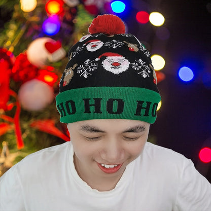 LED Christmas Hat Sweater Knitted Beanie Light Up
