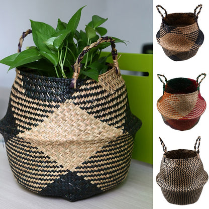 Handmade Rattan Woven Flower Basket Decor