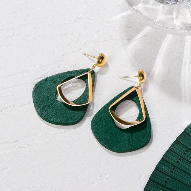 Cute Acrylic Geometric Dangle Drop Gold Earrings