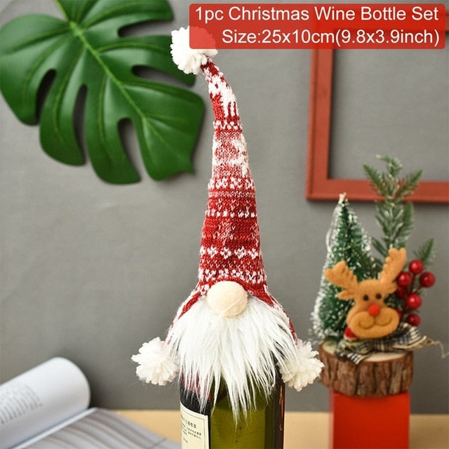 Christmas Wine Bottle Cover Decor