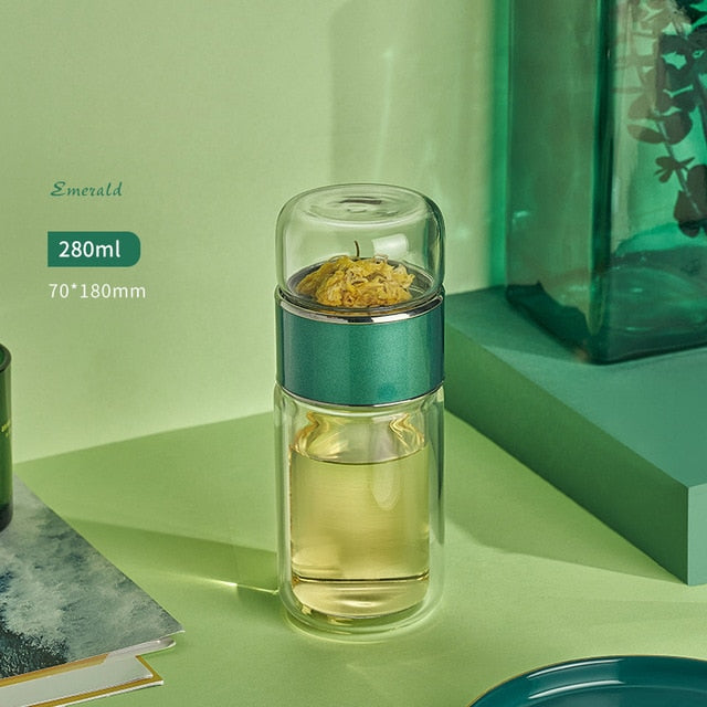 280ML Tea Infuser Glass Water Bottle