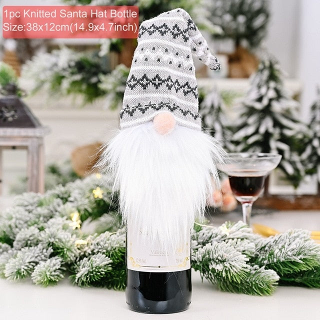 Christmas Wine Bottle Cover Decor