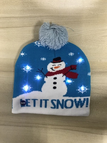 LED Knitted Christmas Hat Beanie Light Up Warm Hat