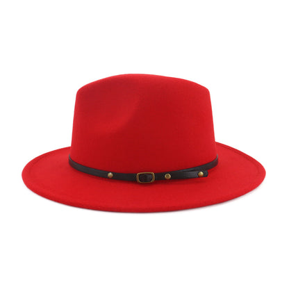 Black White Patchwork Wool Felt Fedora Hat