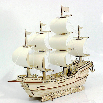 3D Wooden Jigsaw Sailing Boat Toys Puzzle