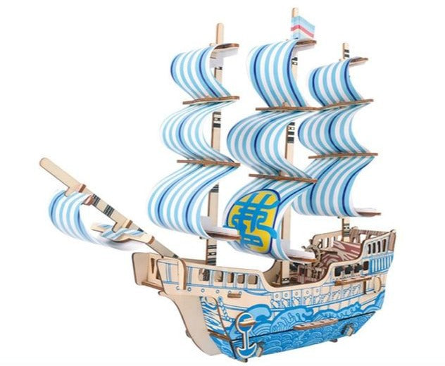 3D Wooden Jigsaw Sailing Boat Toys Puzzle