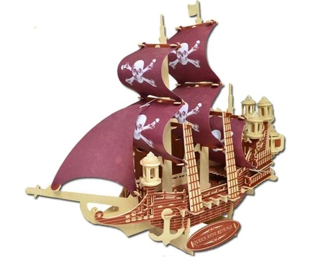 3D Wooden Jigsaw Sailing Boat Toys Puzzle