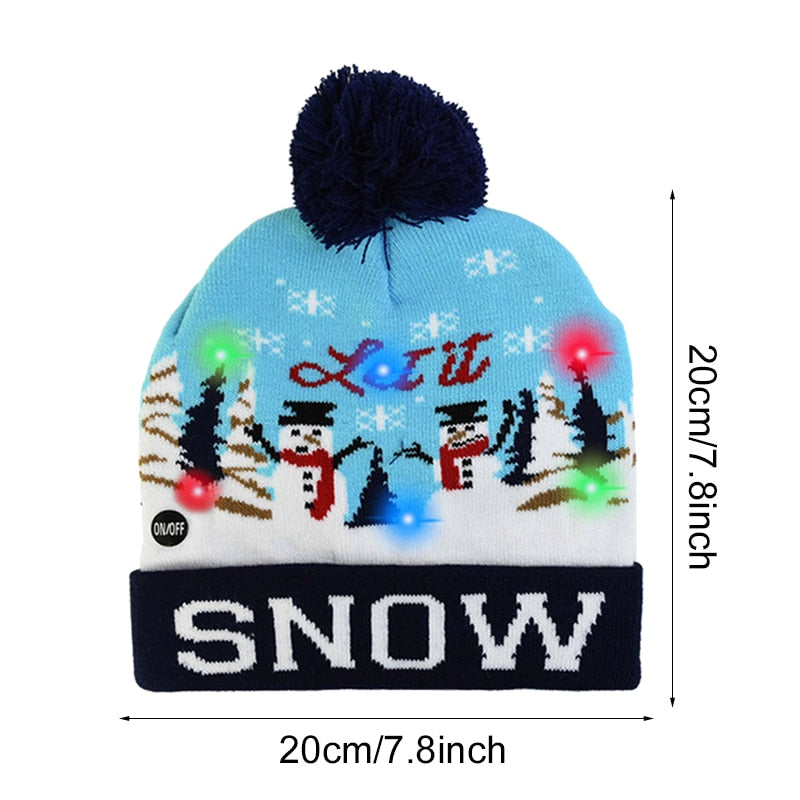 LED Christmas Hat Sweater Knitted Beanie Light Up