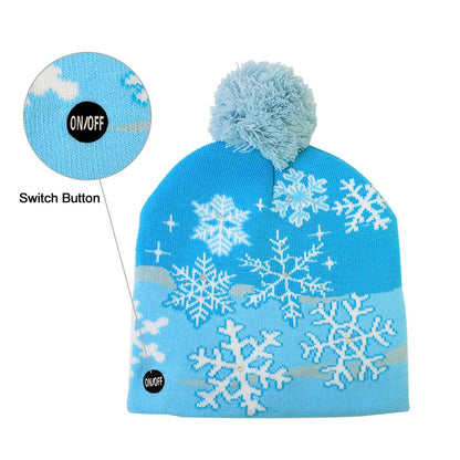 LED Christmas Hat Sweater Knitted Beanie Light Up