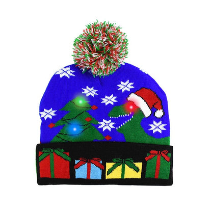 LED Christmas Hat Sweater Knitted Beanie Light Up