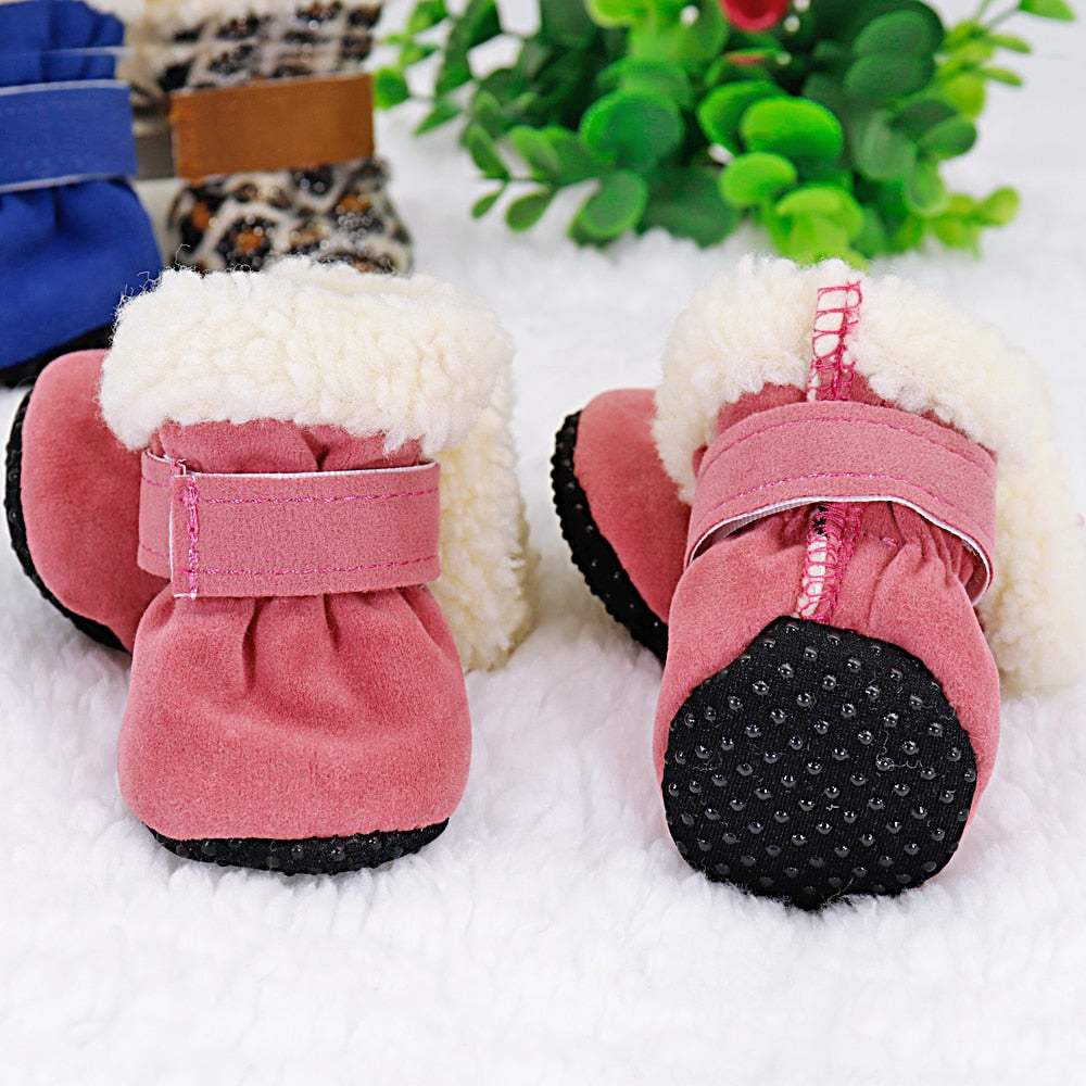 4pcs Pet Dog Shoes Winter Boots Socks Anti-slip