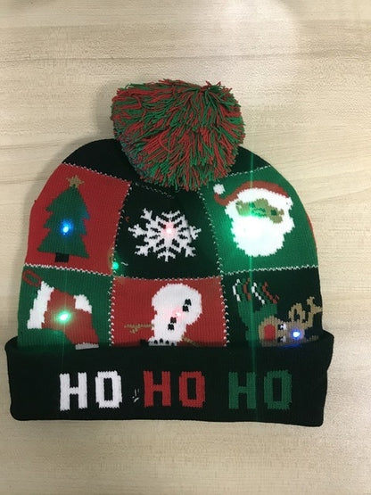 LED Knitted Christmas Hat Beanie Light Up Warm Hat