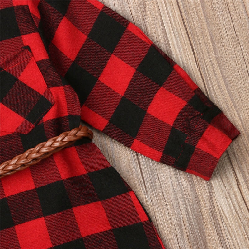 Christmas Toddler Kid Girls Dress Red Plaid Cotton