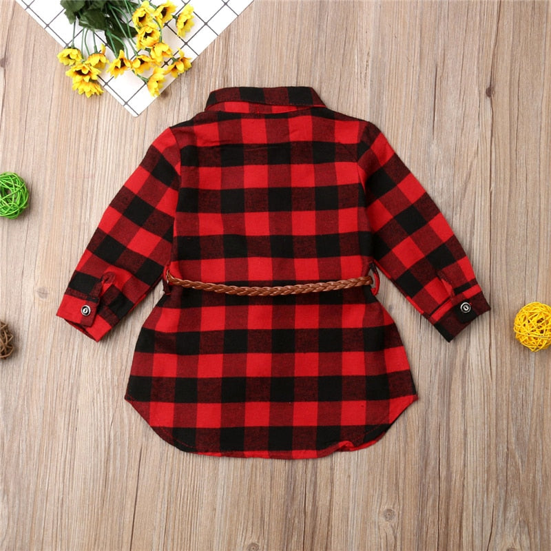 Christmas Toddler Kid Girls Dress Red Plaid Cotton