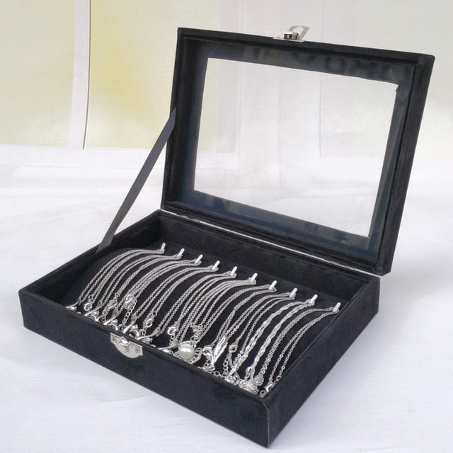 Portable Velvet Jewelry Organizer Box