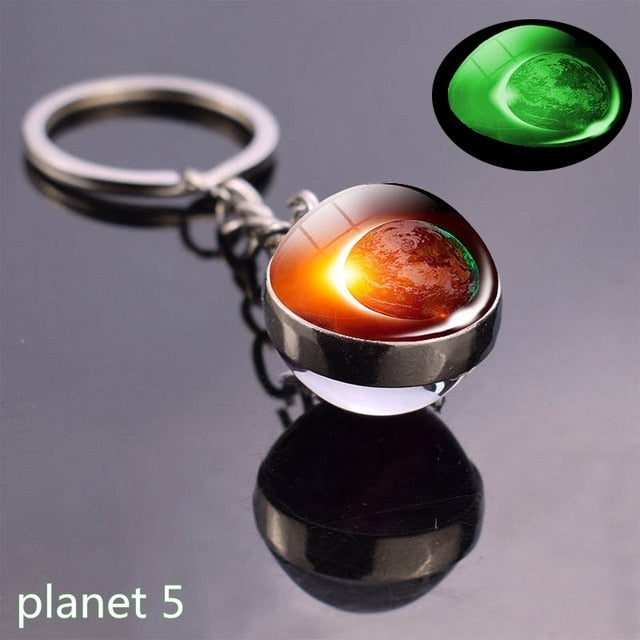 Glow in The Dark Moon and planet Key Chain