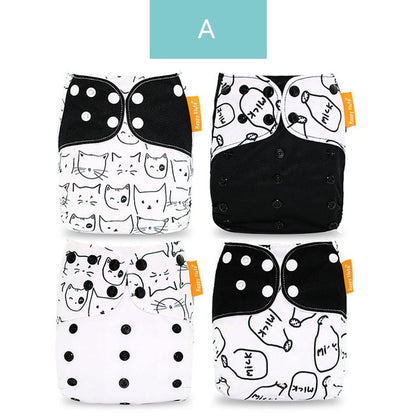 4pcs/Set Washable Eco-Friendly Cloth Diaper