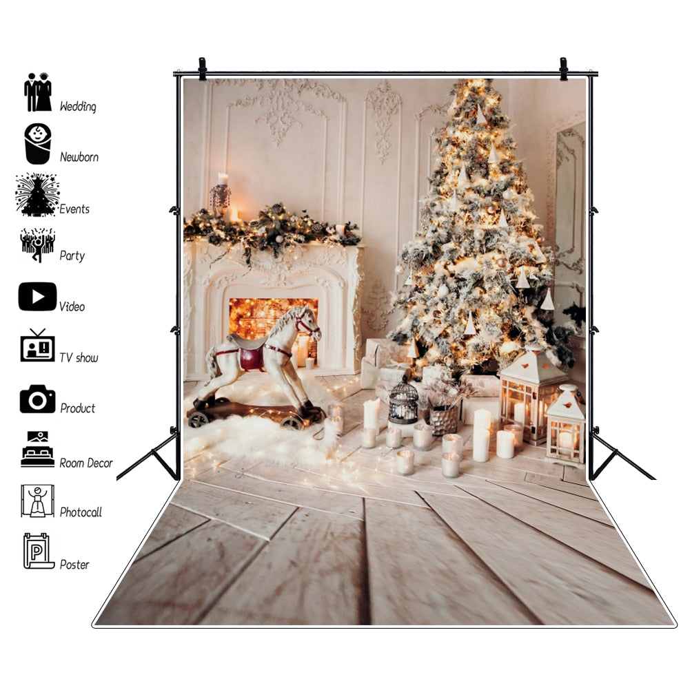Gray Chic Wall Winter Christmas Photo Background Backdrop
