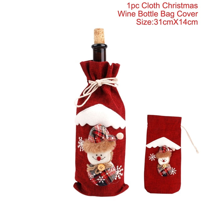 Christmas Wine Bottle Cover Decor