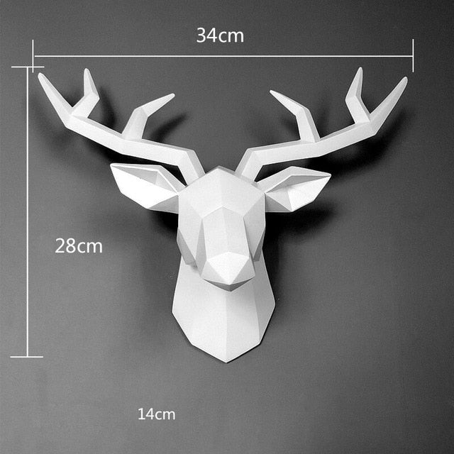 3D Deer Head Animal Statue Wall Decor