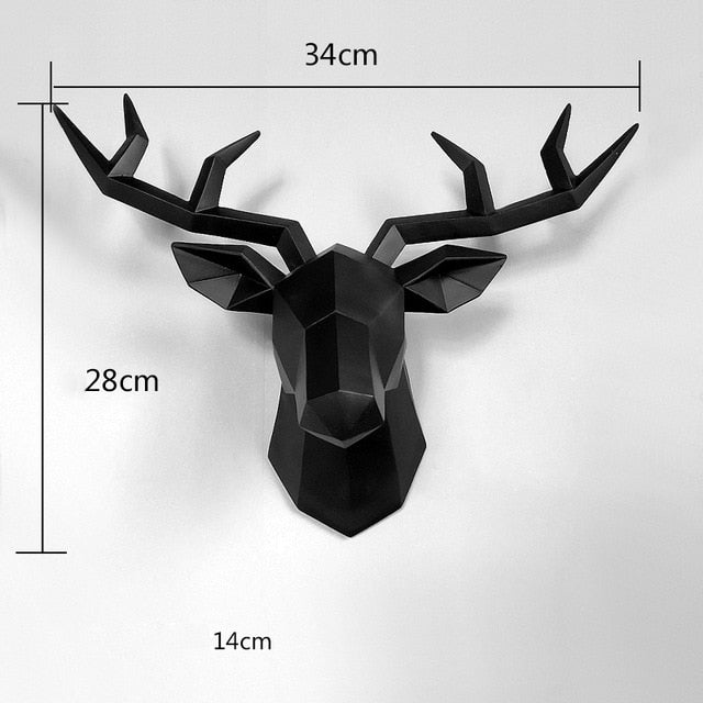 3D Deer Head Animal Statue Wall Decor