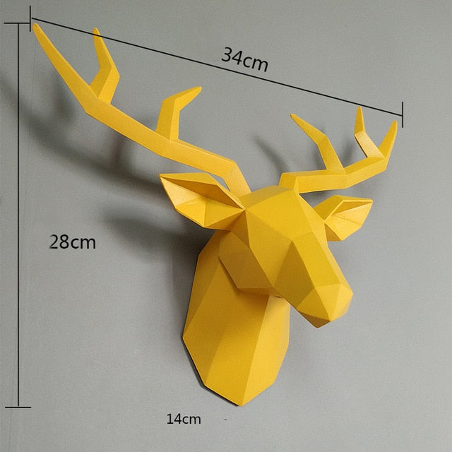 3D Deer Head Animal Statue Wall Decor