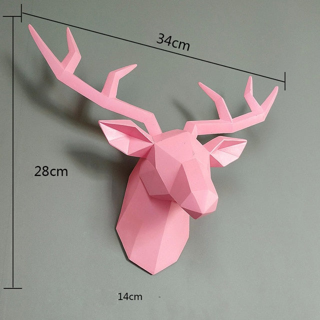 3D Deer Head Animal Statue Wall Decor