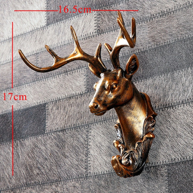 3D Deer Head Animal Statue Wall Decor