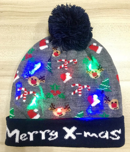 LED Knitted Christmas Hat Beanie Light Up Warm Hat