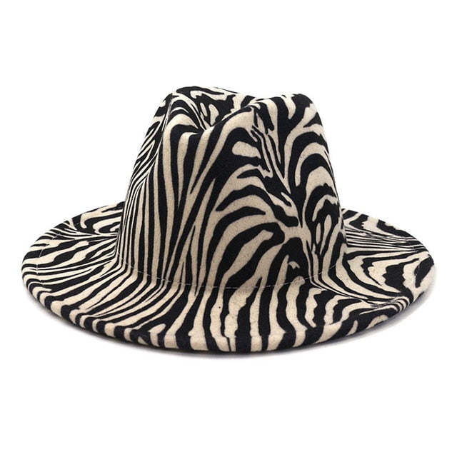 Leopard Winter Fedora Hat Wool Felt Jazz