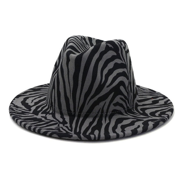 Leopard Winter Fedora Hat Wool Felt Jazz