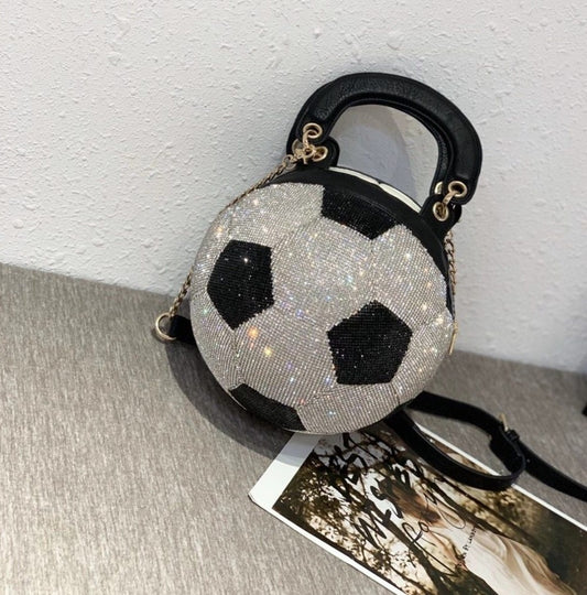 Soccer Shape Crystals Messenger Handbag