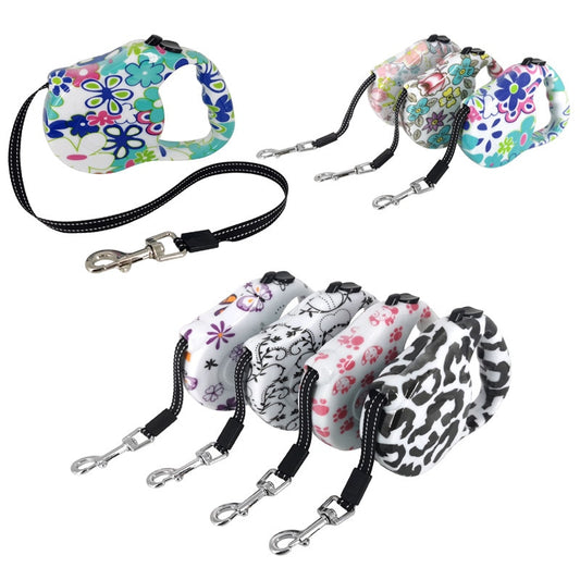 Retractable Dog Leashes Colorful Print