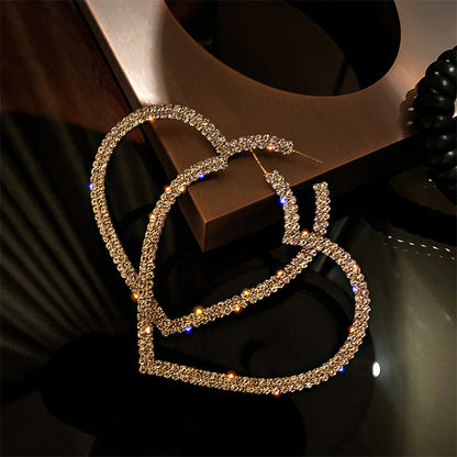 Big Heart Crystals Hoop Earrings