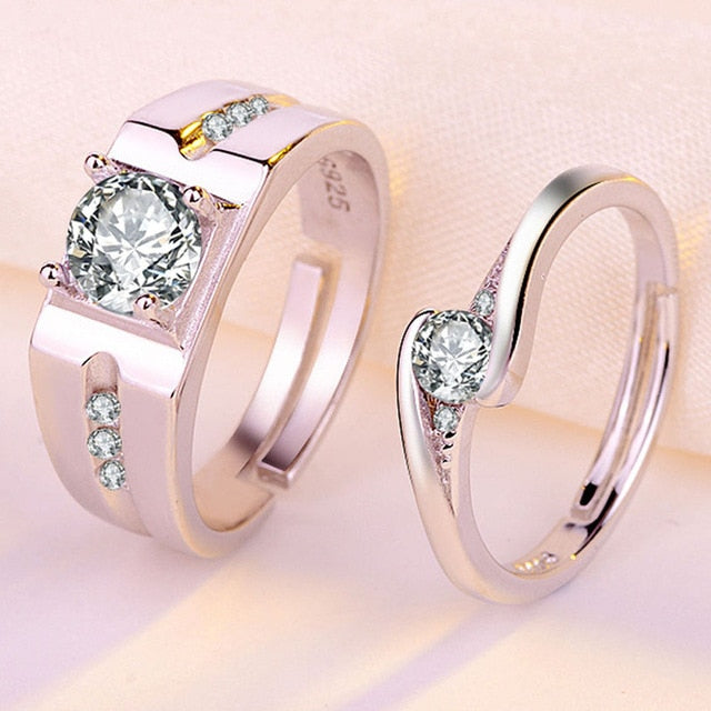 2 Pair Silver Plated Classic Rings