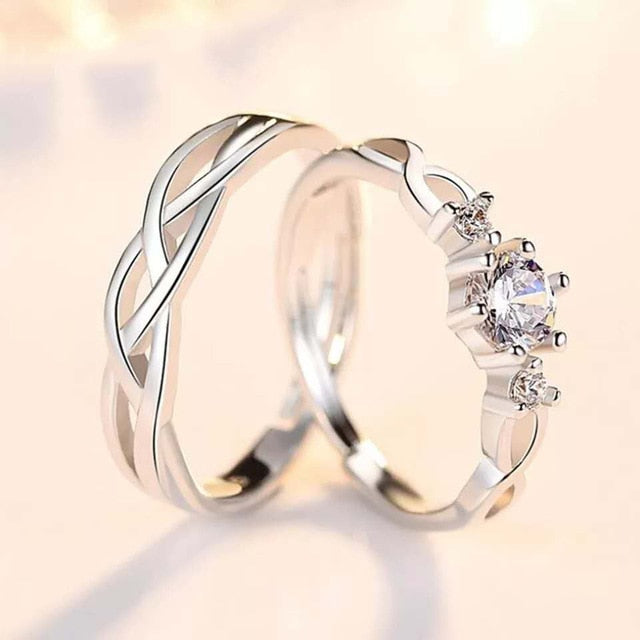 2 Pair Silver Plated Classic Rings