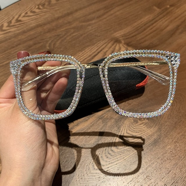 Vintage Rhinestone Clear Lens Glasses